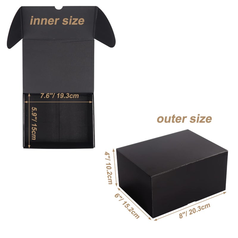 ZBEIVAN 8x6x4 Black Small Shipping Boxes  20 Packs Corrugated Cardboard Mailer Boxes for Packaging Small Business Mailing Gifts Wrap Boxes with Lids - Image 2